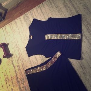 Black n Gold lounge suit cute